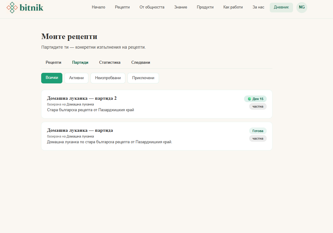 Bitnik — Моите партиди